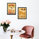 Ver imagem 2 de Kit 2 Quadros Amarelos Cozinha - Bolos 24x18cm - com Vidro:moldura Branca