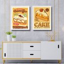 Ver imagem 1 de Kit 2 Quadros Amarelos Cozinha - Bolos 24x18cm - com Vidro:moldura Branca