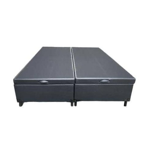 Cama Box Baú King Bipartido Sintético Preto 42x193x203