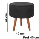 Ver imagem 2 de Puff Puf Redondo Pes Palito 44x40cm Suede Preto MPassos