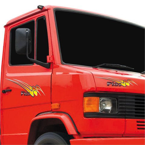 Kit Adesivos Portas Caminhões para Mercedes Benz Plus 18265 Cor Laranja Teu Adesivo Preto