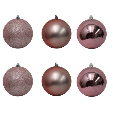 Bolinha de Natal Mix de Modelos C- 6 Peças 10cm- Rose Gold- Chibrali
