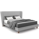Ver imagem 1 de Cabeceira Casal Nilo 160cm com Cama Pés Madeira Suném P05 Veludo Cinza - Lyam Decor