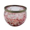 Castiçal Porta Velas em Vidro Moderno Floral Rosa 19 Cm - 1