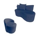 Ver imagem 2 de Kit Namoradeira + Poltrona Yara Orgânica Suede Azul Marinho