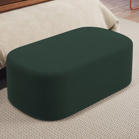 Puff Decorativo Orgânico para Living Quarto 100cm Doha W01 Suede Verde Musgo - Lyam Decor