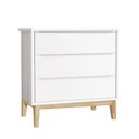 Ver imagem 4 de Dormitório Infantil Classic 2 Portas, Cômoda 3 Gavetas, Berço Branco Fosco com Pés Madeira Natural e