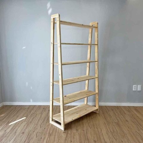 Estante Linea Ample a 6 Prateleiras de Madeira Pinus 100cm Marrom Artfactory Design