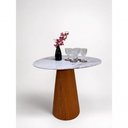 Ver imagem 1 de Mesa de Jantar Cone Sol Redonda Mármore Branco Extra e Madeira 100cm Modelar Art