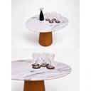 Ver imagem 5 de Mesa de Jantar Cone Sol Redonda Mármore Branco Extra e Madeira 100cm Modelar Art