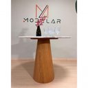 Ver imagem 4 de Mesa de Jantar Cone Sol Redonda Mármore Branco Extra e Madeira 100cm Modelar Art