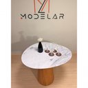 Ver imagem 6 de Mesa de Jantar Cone Sol Redonda Mármore Branco Extra e Madeira 100cm Modelar Art