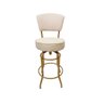 Banqueta Bar Cor Dourado Fosco Bancada Média Altura 65cm Giratória Encosto Estofado Assento Linho Be - 1
