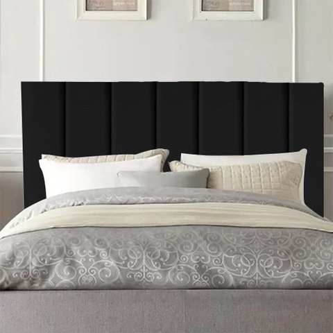 Cabeceira Estofada Cama Box Casal 1,60m Carla Suede Preto