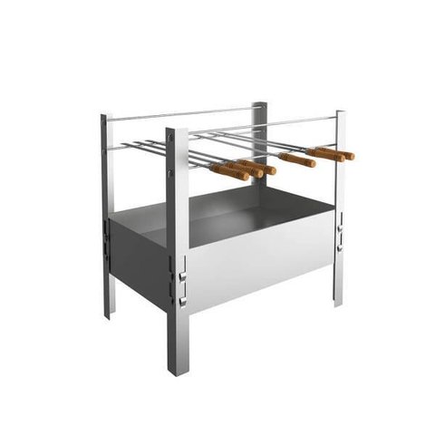 Churrasqueira Desmontável Aço Galvanizado Com 4 Espetos 50X38X50 Cm Qualinox