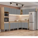 Ver imagem 2 de Armário de Cozinha Modulada de Canto 8 Peças Cp01 Balcão Castanho/cinza - Lumil