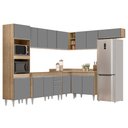 Ver imagem 1 de Armário de Cozinha Modulada de Canto 8 Peças Cp01 Balcão Castanho/cinza - Lumil