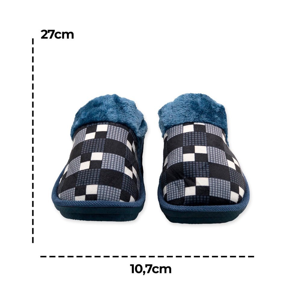 Pantufa Masculina Xadrez Azul Conforto e Segurança 42/43 - 5