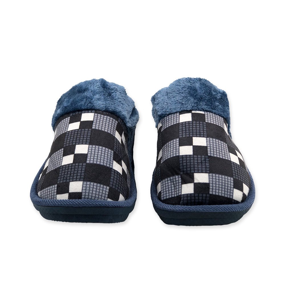 Pantufa Masculina Xadrez Azul Conforto e Segurança 42/43 - 3