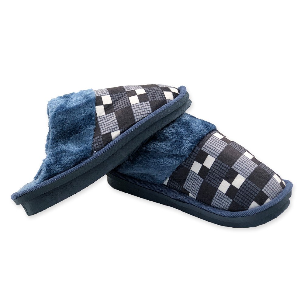 Pantufa Masculina Xadrez Azul Conforto e Segurança 42/43 - 1