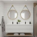Ver imagem 4 de Espelho Redondo Adnet Decorativo Suspenso com Alça 60cm + Suporte Dourado com Alça Preta