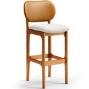 Ver imagem 3 de Kit 3 Banquetas Alta Bar Cozinha Jantar Betta L02 Imbuia Couríssimo Whisky Linho Cru - Lyam Decor