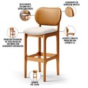 Ver imagem 4 de Kit 3 Banquetas Alta Bar Cozinha Jantar Betta L02 Imbuia Couríssimo Whisky Linho Cru - Lyam Decor