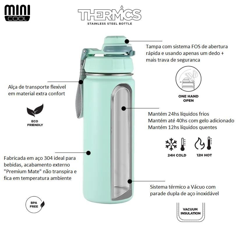 Garrafa térmica vácuo 650ml Azul Marinho – Thermics Minicool - 4