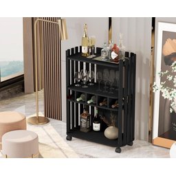 Aparador Luxo com Adega Ripado 4110 Preto Ofertamo - 2