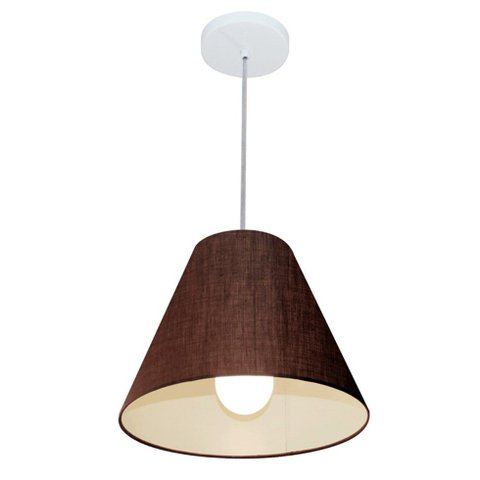 Lustre Pendente Cone Vivare Md-4028 Cúpula em Tecido 25/30x12cm - Bivolt - Café - Bivolt