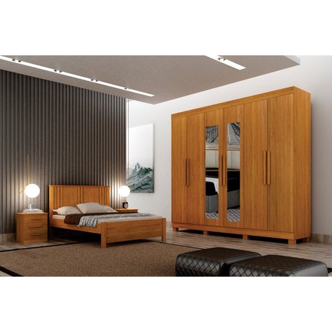 Dormitorio Casal 4 Pçs 6 Portas Completo Aspen - Arbo Design
