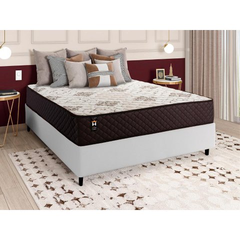 Conjunto Cama Box Casal c/ Molas Ensacadas Allura Branco 138x188x58