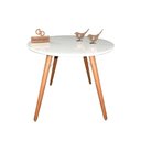 Ver imagem 1 de Mesa Jantar Pés Palitos Tampo Redondo Vidro Laqueado 90cm Branco