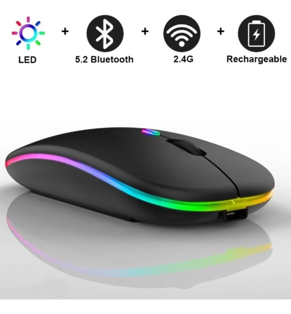 Mouse Sem Fio Bluetooth Wireless Recarregável E-1300 Pro Preto - 3