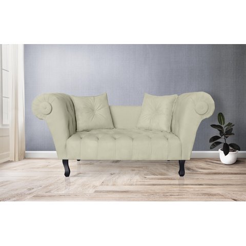 Namoradeira Recamier Sofá Decorativo 02 Lugares Dubai Corano Bege - Lm Decor