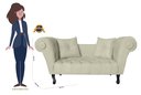 Ver imagem 6 de Namoradeira Recamier Sofá Decorativo 02 Lugares Dubai Corano Bege - Lm Decor
