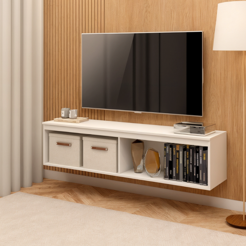Rack Berlin Suspenso 130cm Branco TV até 55" Byhouse