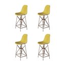 Ver imagem 1 de Kit 4 Banquetas Bistrô Alta Eames Amarela Base Ferro Cobre - Cor: Amarelo