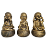 Escultura Trio de Buda Monge Cego Surdo e Mudo 14 Cm - 1