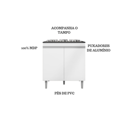Gabinete Balcão Andreia Cooktop 4 ou 5 Bocas - Ajl Móveis Balcão Cooktop Branco - 3