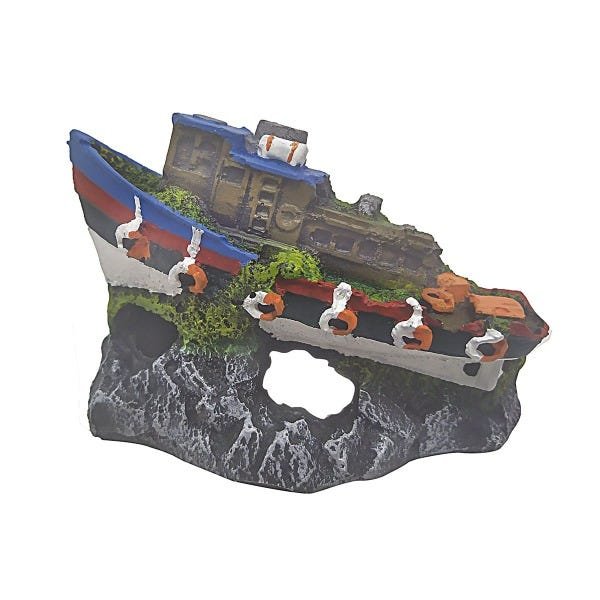 Enfeite para Aquários Barco Rebocador - Fragata Ornamentos - 1
