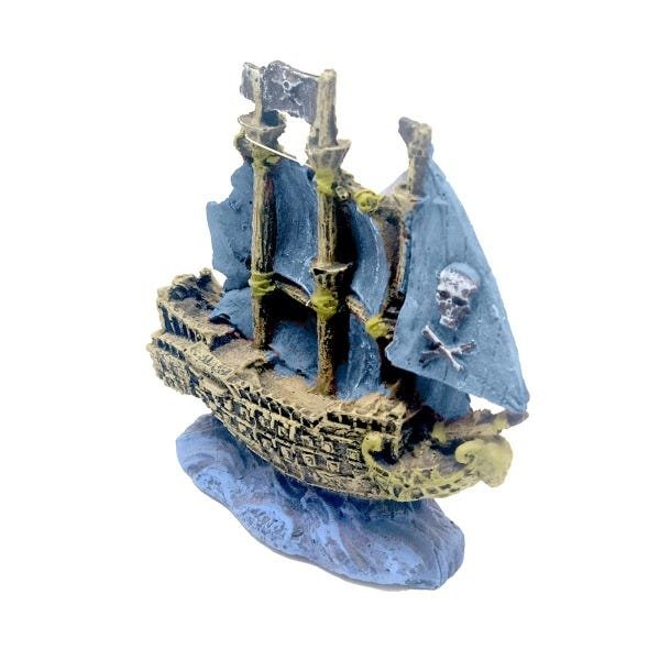 Enfeite de Resina Caravela Pirata Pequena Aquários - Fragata - Azul - 2