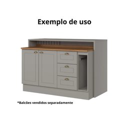 Bancada Alta Ilha Gourmet Americana Henn - Cinza - 2