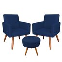 Ver imagem 1 de Kit 2 Poltronas E Puff Redonda e Azul Marinho
