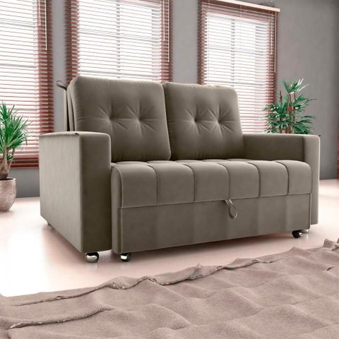 Sofá Cama Reclinável 2 Lugares com Almofadas 140 Lag Drika Matrix