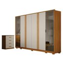 Ver imagem 1 de Guarda Roupa Casal Prime 6 Portas com Cômoda Rubi 4 Gavetas Cinamomo Off White – Leifer