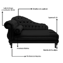 Ver imagem 3 de Recamier Divã Namoradeira Larissa 185cm Esquerdo de Quem Senta Suede Preto - Incasa Decor