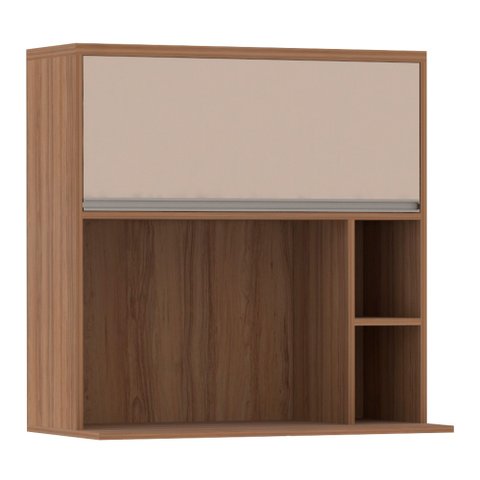 Armário Aéreo 80 Cm 1 Porta Basculante Nicho Micro Conjugado e Nicho Lateral Lari Luciane Móveis