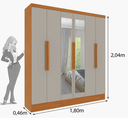 Ver imagem 2 de Guarda Roupa Bariloche 6 Portas com Espelho - Tcil Móveis