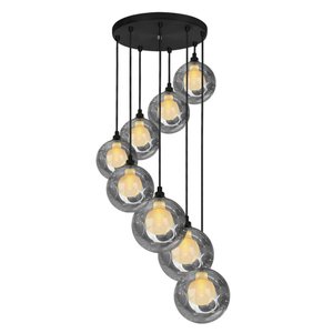 Lustres Pendentes Óctuplo Preto Harmony Bolinha Fumê